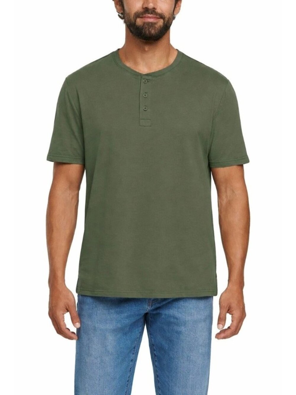 NWT Gap Men's L Olive Green Short Sleeve Henley T-Shirt 100% Cotton